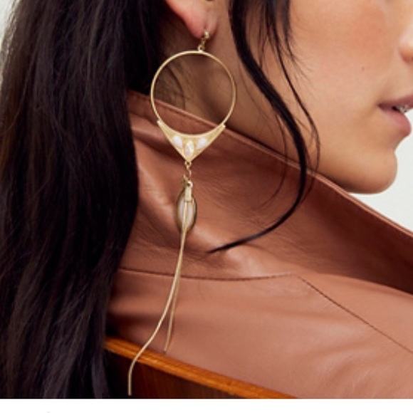 Free people goldtone & stone long dangling earrings - Picture 7 of 7
